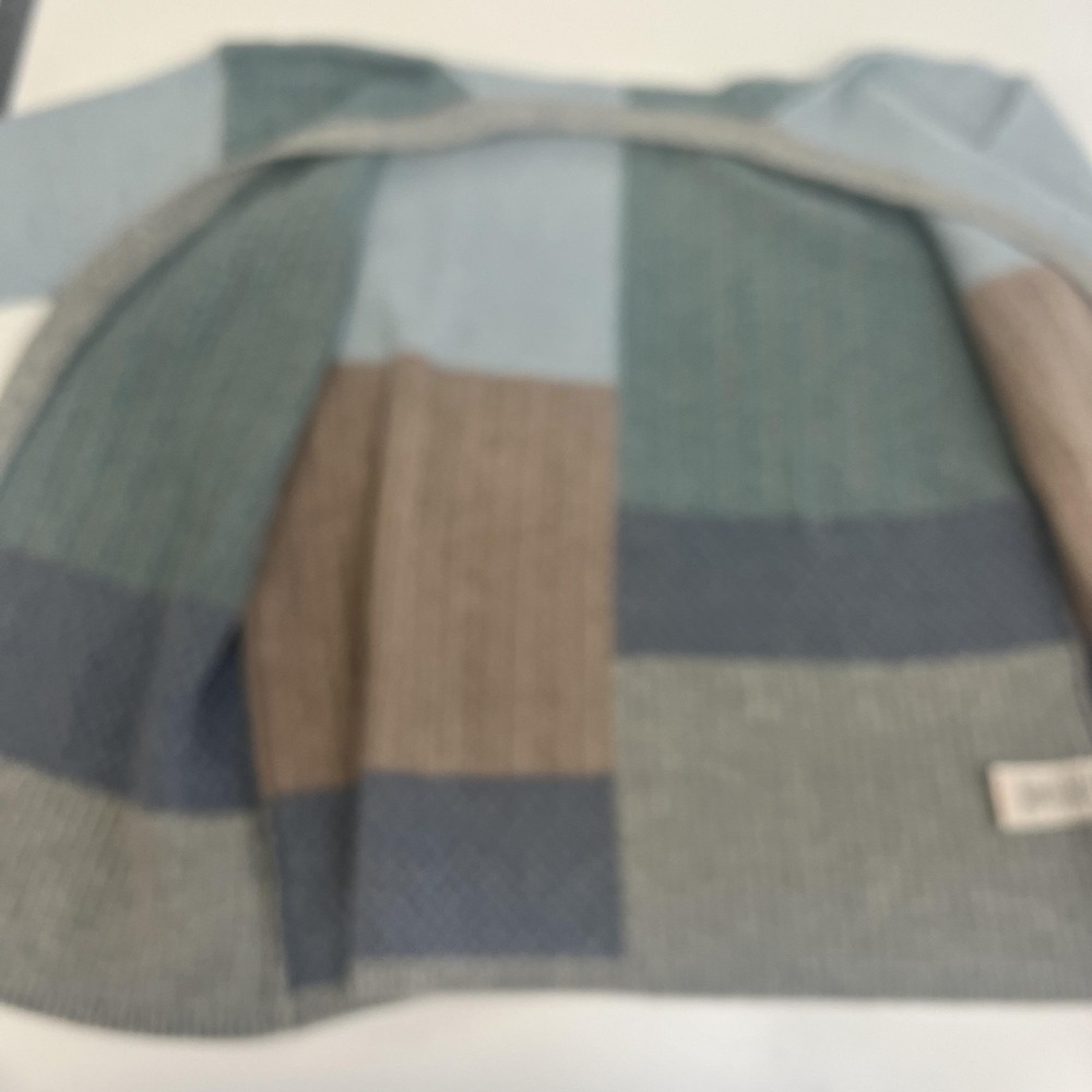 WoolOvers Cardigan Womens Medium Colorblock Open Front Cable‎ Knit Patchwork - Picture 10 of 15